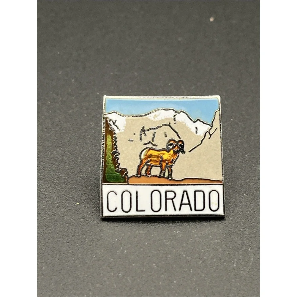 State Of Colorado Mountain Big Horn Lapel Hat Pin